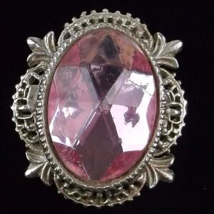 Vintage 1960s Florenza Pink Rhinestone Brooch